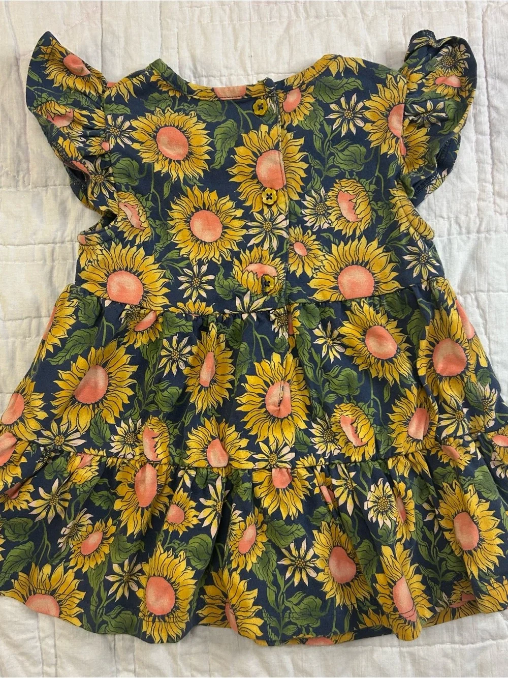 Tommy Bahama Sunflower Dress Toddler Girls 3T Cotton Floral Tiered Dress